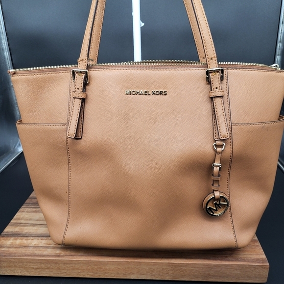 Michael Kors Handbags - Michael Kors Brown Tote Bag with Gold Finishings, 16×11×5,  EUC
